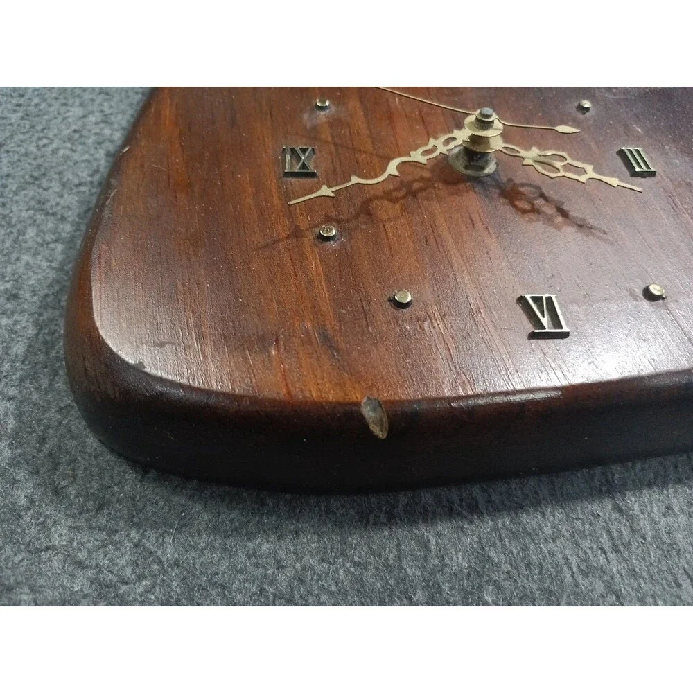 Vintage Rustic Wood Carved Wall Clock Trees Bird With Mirror Tested Working